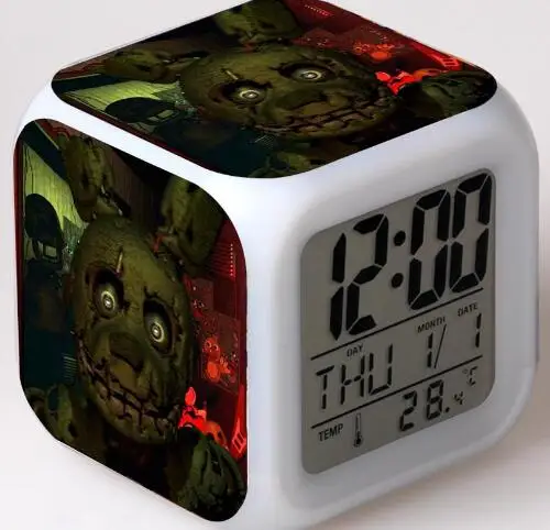 27 Five Nights At Freddy's 7 цветов светодиодный Будильник FNAF Bonnie Foxy Freddy Fazbear часы с дизайном «Медведь» ночные световые часы игрушки - Цвет: 27