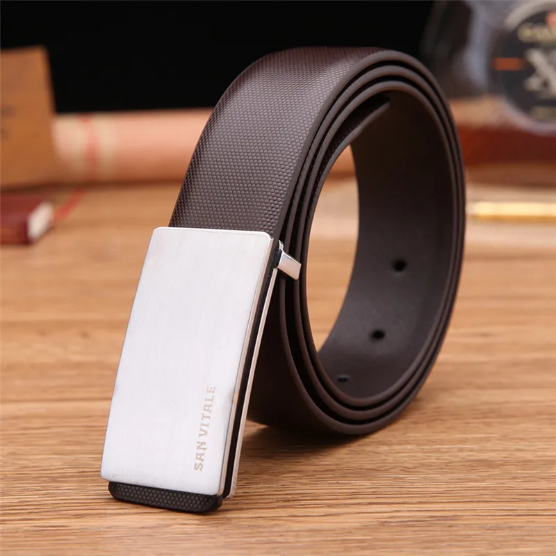 Silvery Brown Belt Дизайнерские мужские ремни высокого качества из натуральной кожи, фирменный ремень с пряжкой h для деловых мужчин, Роскошный кожаный ремень h - Цвет: Silvery Brown Belt