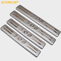 free shipping stainless steel door sill scuff plate car styling car accessories for 2010 2011 2012 2013 2014 peugeot 308 3008