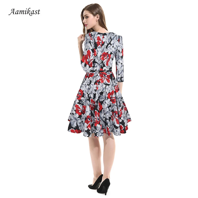 Женское офисное платье с круглым вырезом рукавом три четверти|fashion women dress|women