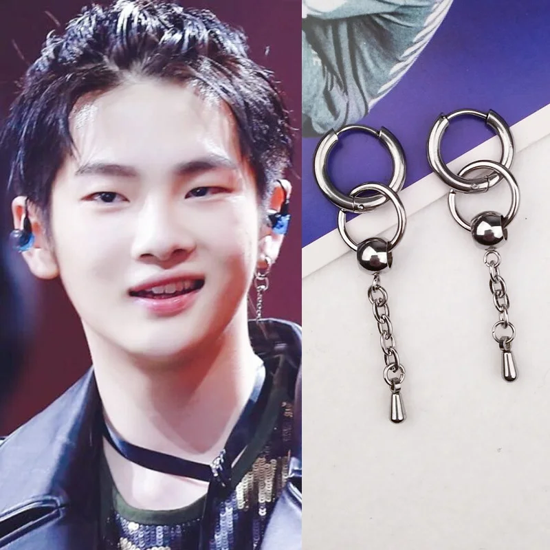 Корейские серьги KPOP одинарные мужские из нержавеющей стали трендовые стильные