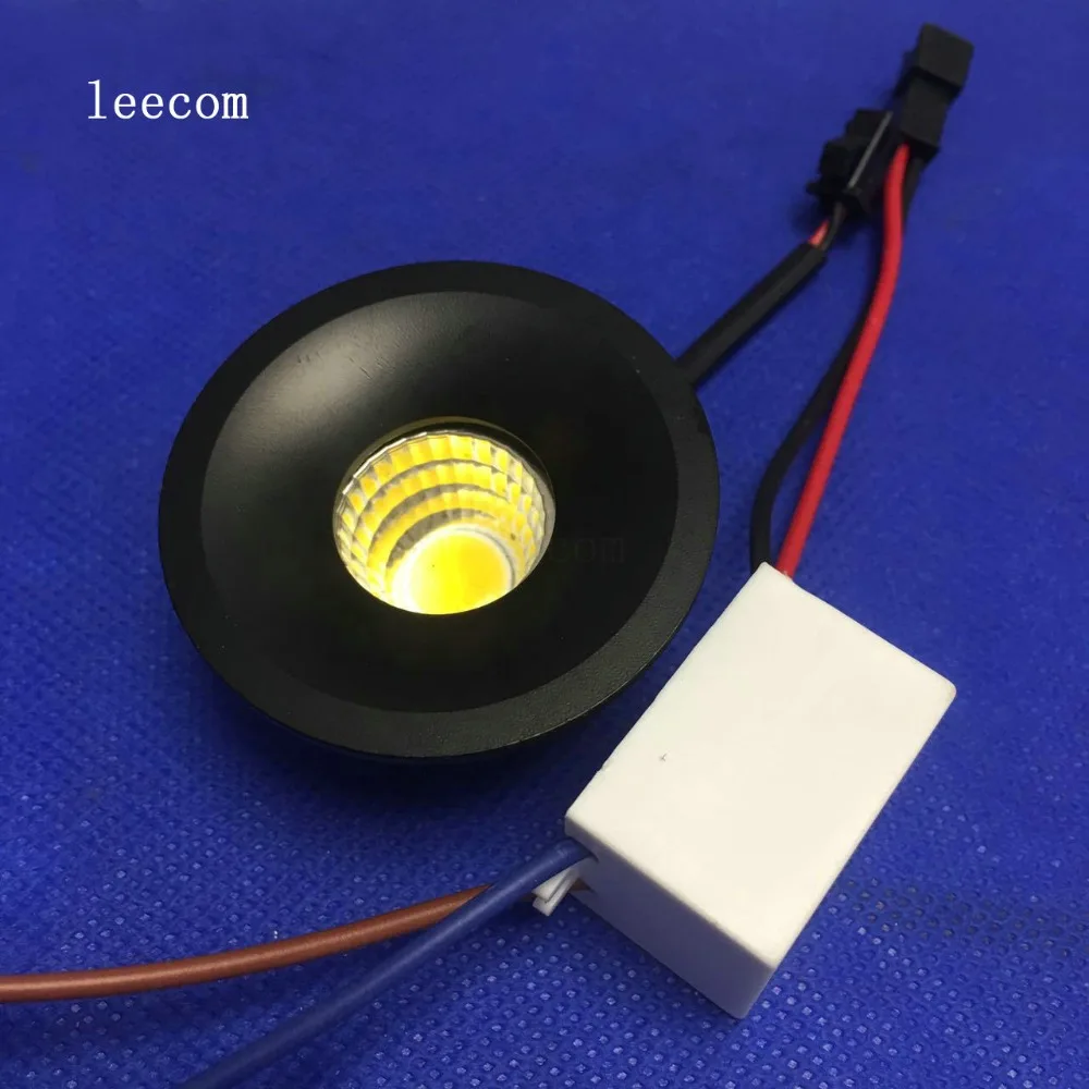 10 шт./лот Черный Светодиодные cabinet light 3 Вт cob светодиодные светильники 48 мм Диаметр