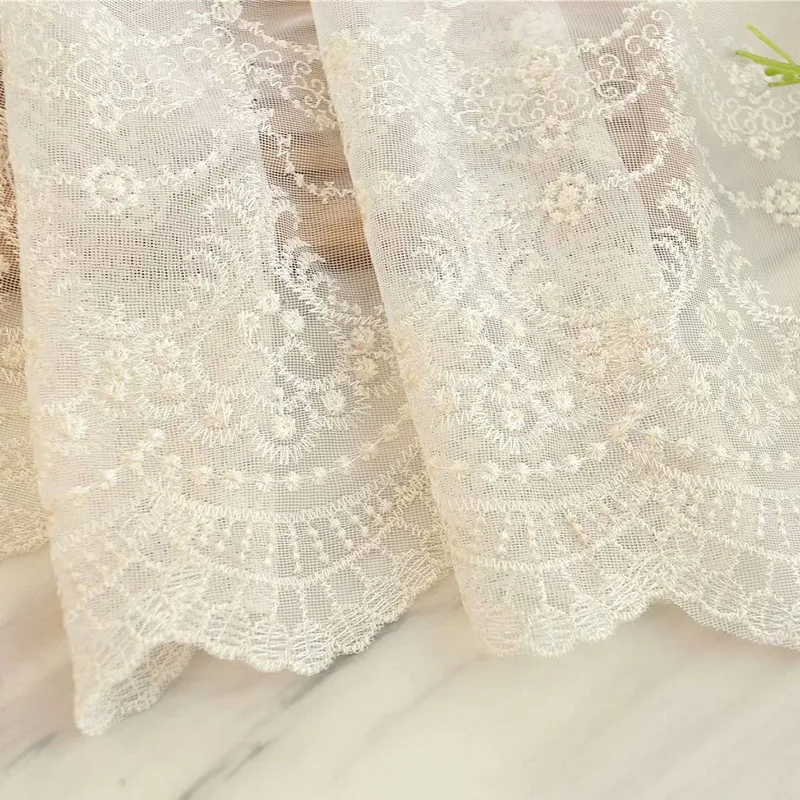 Beige Tulle Европейский пасторальный Романтический экран на окно роскошная кружевная вышитая тюль для гостиной спальни Балконная отвесная занавеска M061#4 - Цвет: Beige Tulle