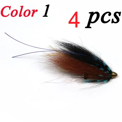 color 1 4pcs ICERIO 4 шт. Conehead трубки Fly стример мокрых мух форель рыбалка приманка для ловли приманки - Цвет: color 1 4pcs