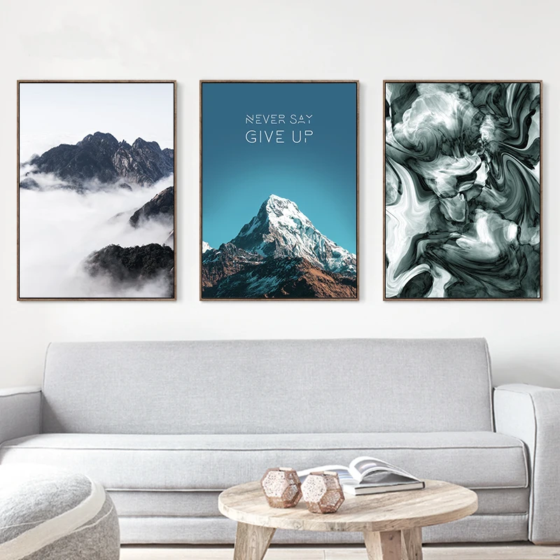 

Nordic Canvas Painting Forest Landscape Cloud Snow Mountain Art Print Poster Bedroom Decoration Wall Picture Scandinavian Decor