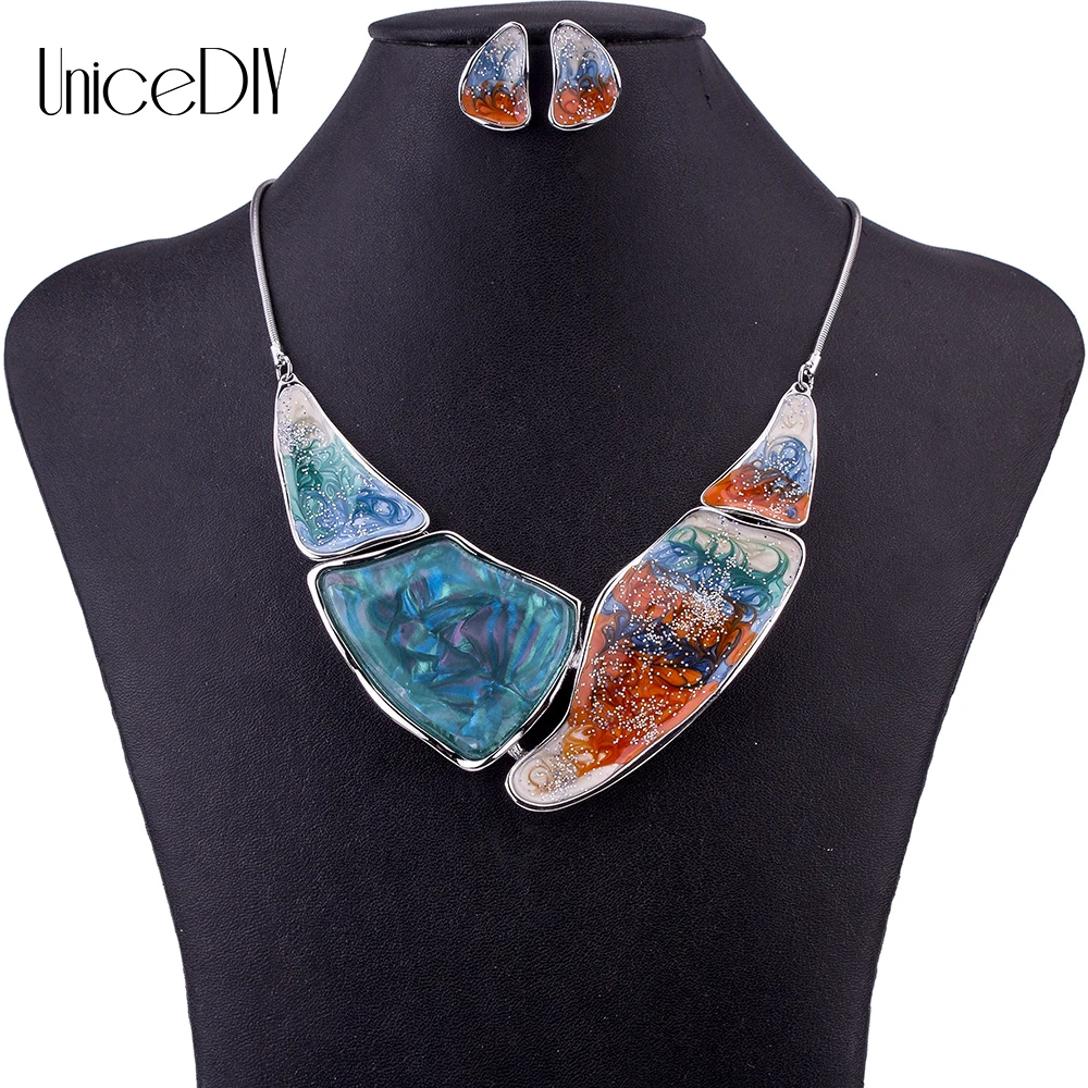 

MS1504644 Fashion 2 Colors Jewelry Sets High Quality Necklace Sets For Women Jewelry Multicolored Resin Unique Design Gifts