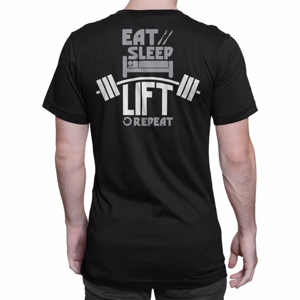 Футболка мужская летняя Повседневная рубашка с принтом Eat Sleep Lift Repeat Gymer фирменный
