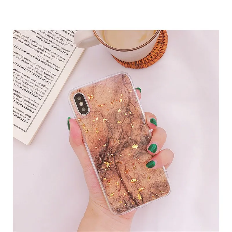 Чехол для телефона с золотистым Оловянным мрамором Iphone X Xs Max Прозрачный