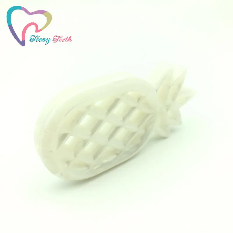 Metallic White Подростковые зубы 1 шт. металлические и мраморные и разноцветные силиконовые ананасы подвеска-прорезыватель Игрушка, пищевой ананас Прорезыватели для зубов - Окраска металла: Metallic White