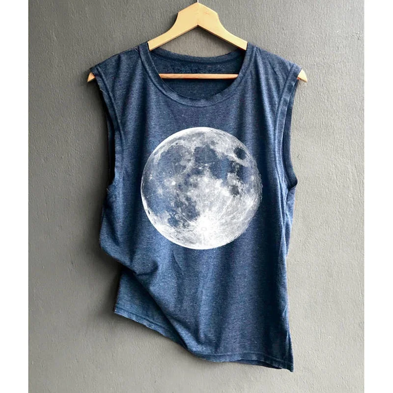 Майка Moon женская с круглым вырезом Модный пикантный праздничный топ принтом Луны