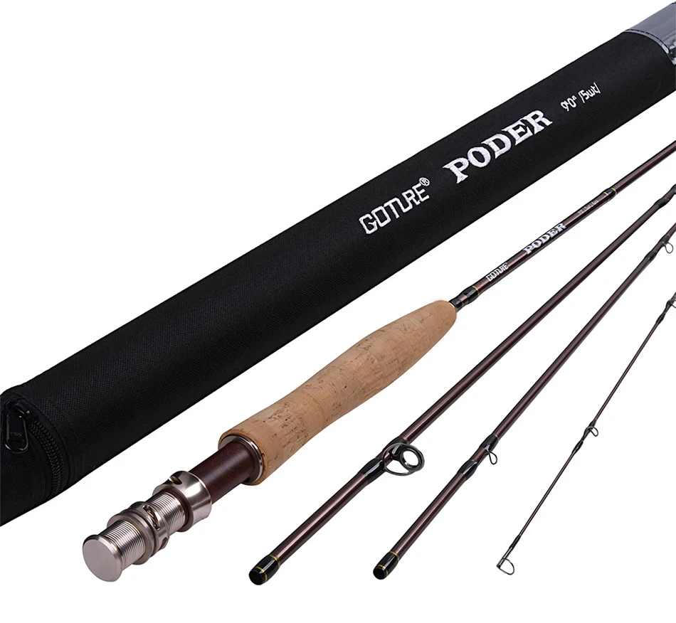 Goture PODER 4/5/7/8 WT удочка для ловли рыбы нахлыстом форель окунь лосось, углеродное волокно 30+ 36T Fly стержень 9ft пробковая ручка рыболовные снасти