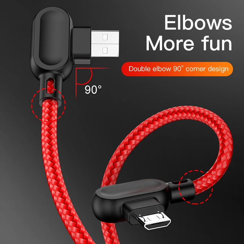 !ACCEZZ 90 Degree Micro USB Cable Fast Charging For Xiaomi Redmi Note 5 Pro Samsung S6 S7 Huawei Tablet Android Data Sync Cables | Мобильные