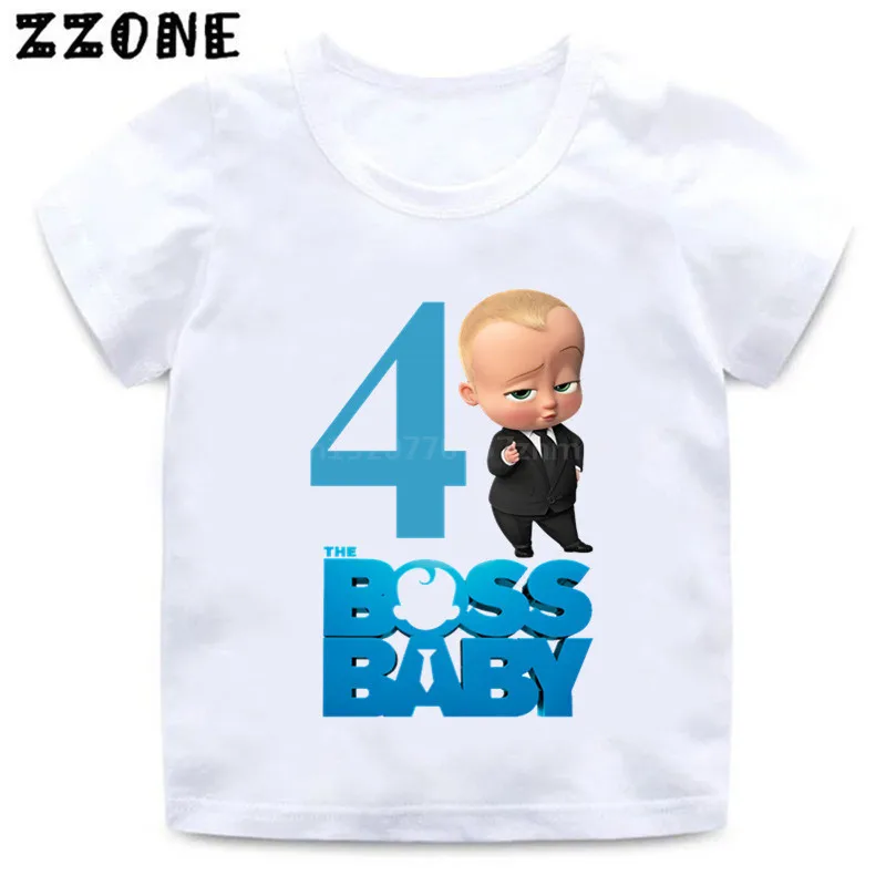 whiteD Футболка с принтом «The Boss Baby» для мальчиков и девочек 1-9, детская одежда в подарок на день рождения, Детская забавная футболка с рисунком, HKP5268 - Цвет: whiteD