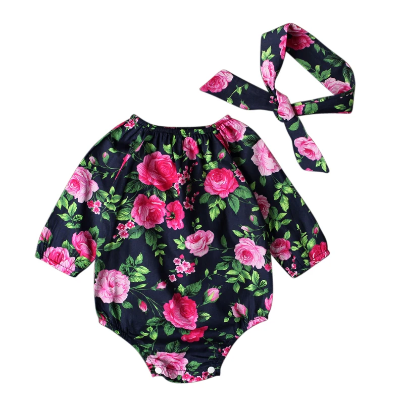 2 шт. Детский комбинезон с длинным рукавом и цветочным принтом|newborn infant|baby girls