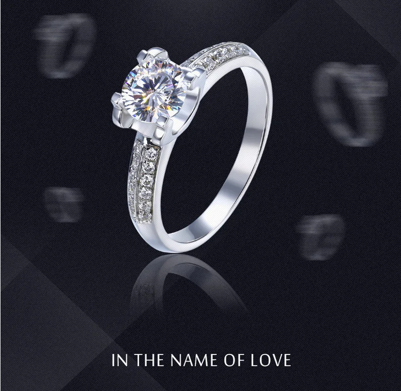Настоящее Высокое качество роскошное моделирование Moissanite Серебряное Кольцо