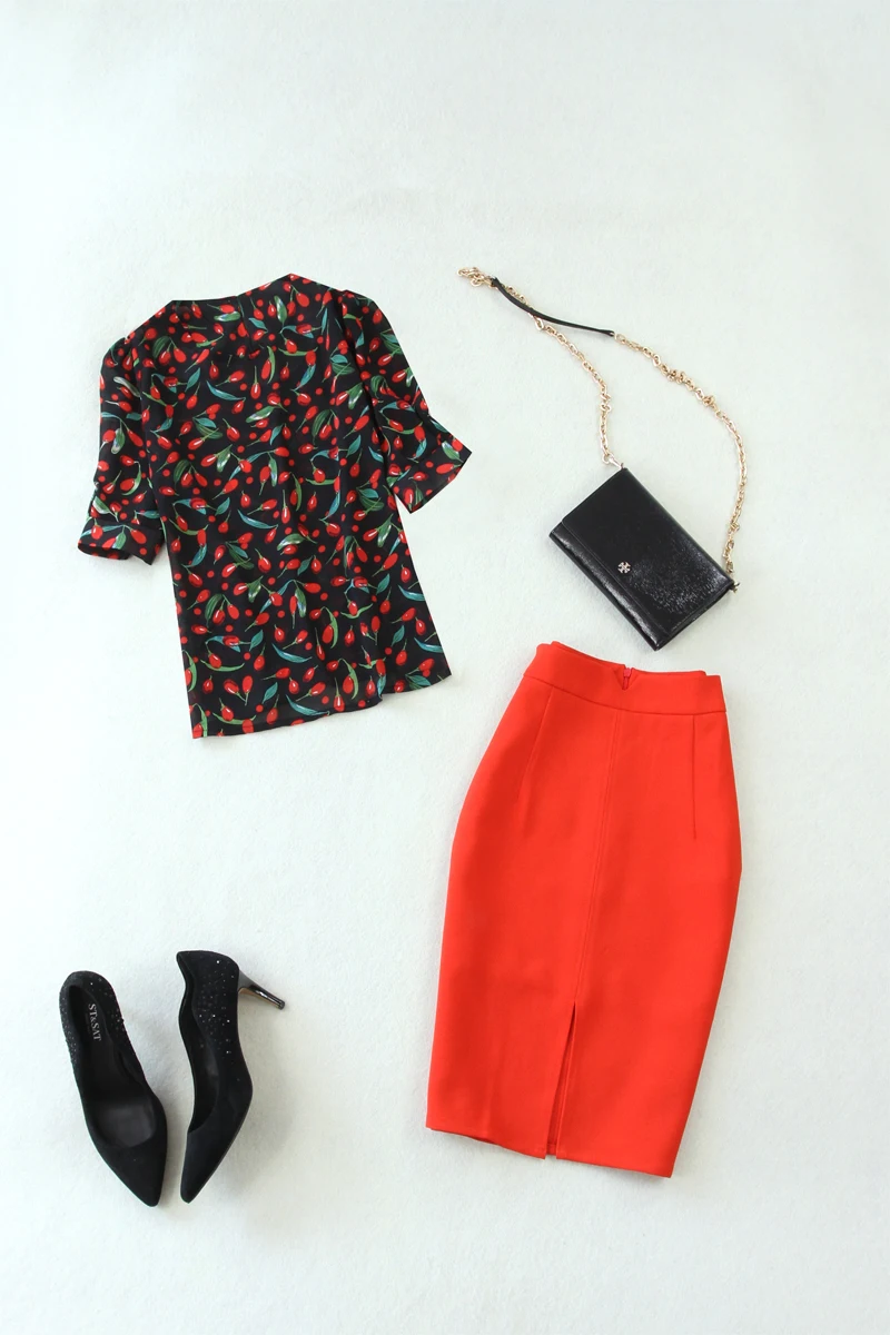 Женский комплект лето 2019 новая шифоновая рубашка с сумкой юбка на бедрах женский