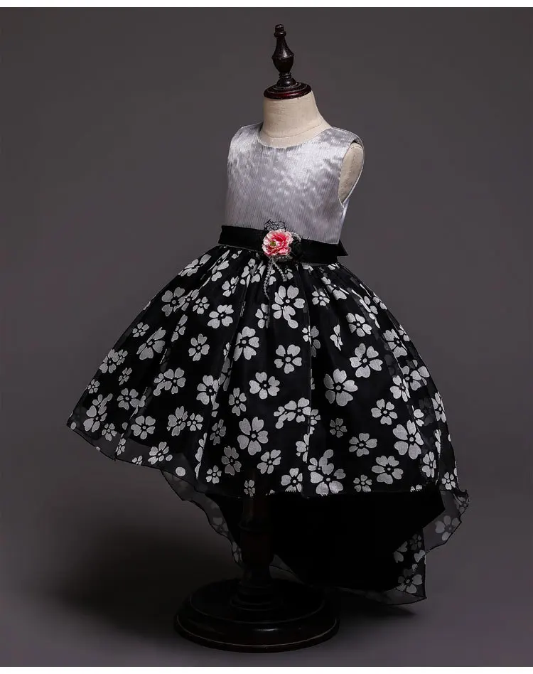 Детское летнее праздничное платье элегантное с принтом и юбкой-пачкой для