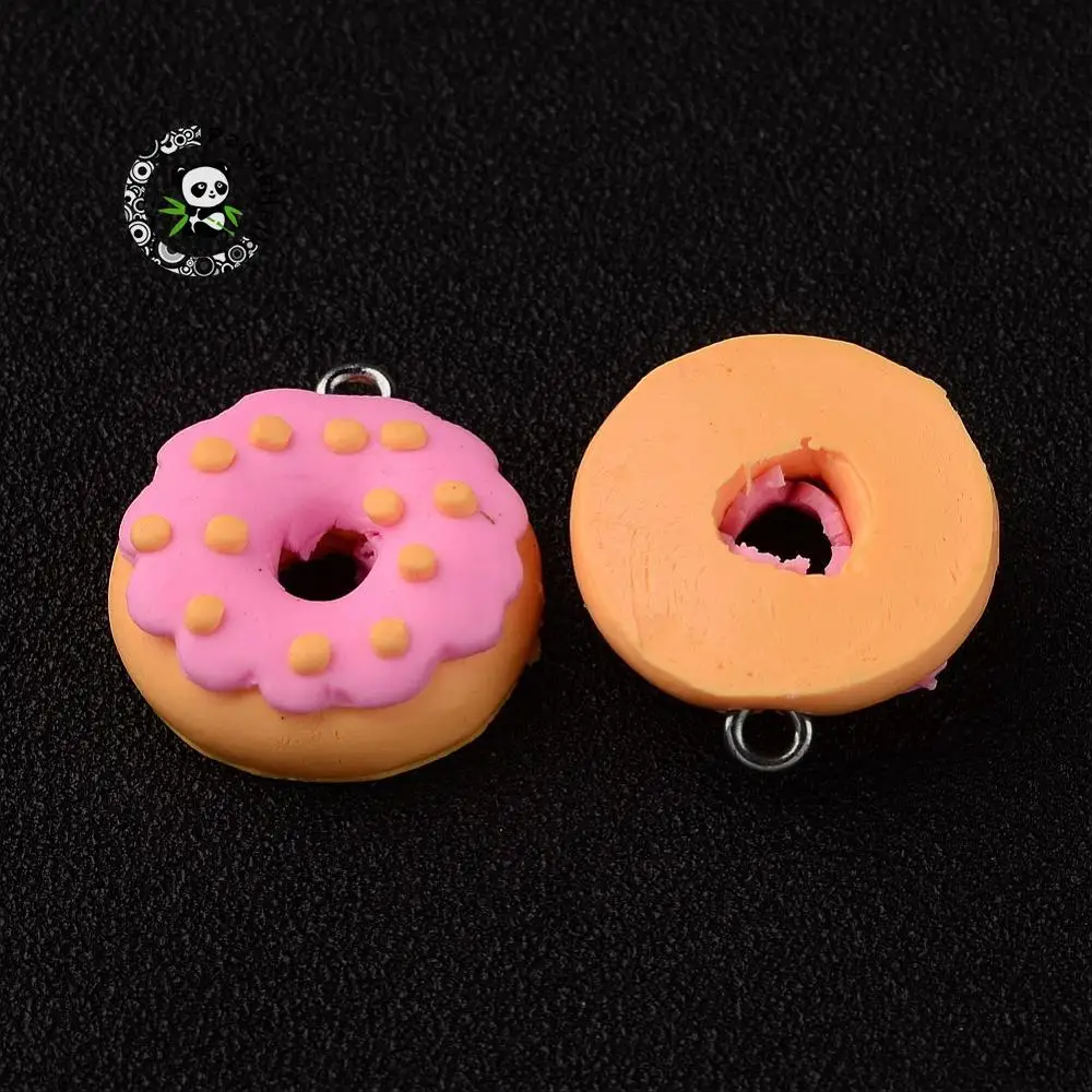 Подвески из полимерной глины Пончик ярко розовый 19x7 мм отверстие: 3 мм|clay accessories|clay