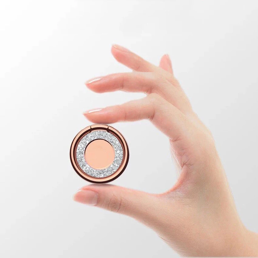 С сияющими блестками 360 ° для пальцев с металлическим кольцом подставкой и