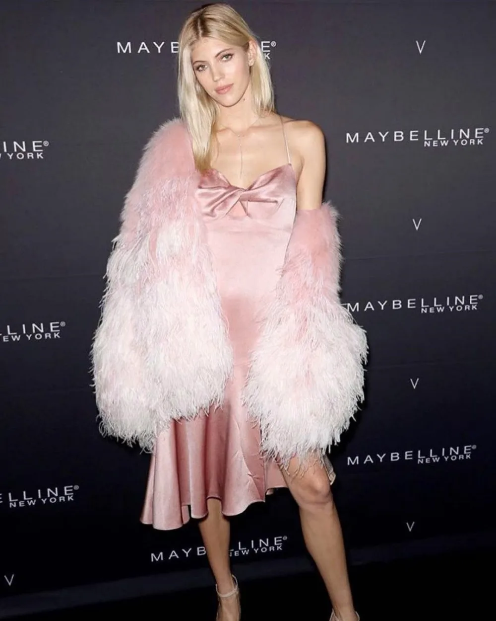 Спагетти ремень v шеи Для женщин розовый Замочная скважина до колена Длина Chic