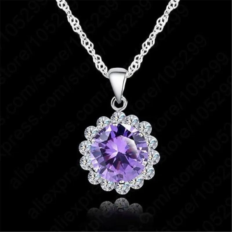 Fashion 925 Sterling Silver Chain Woman Wedding JewelryCubic Zirconia Necklace Pendants Crystal Lovely Necklaces | Украшения и