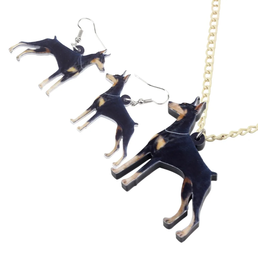 WEVENI акриловые элегантные серьги подвески в виде собаки Doberman ожерелье ошейник