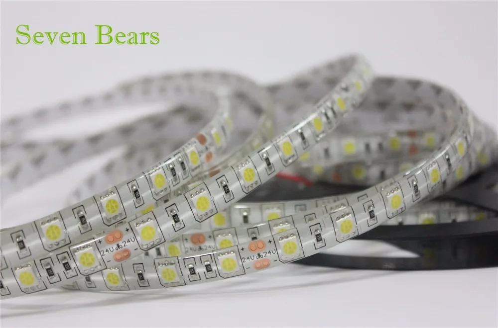Водонепроницаемая светодиодная лента IP65 DC24V 5050 SMD 5 м 300led 60led/M Белый/теплый белый/RGB
