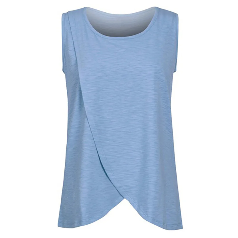 Women's Maternity Blouse Nursing Wrap Top Sleeveless Cap Double Layer T Shirt Pregnancy Shirts Ropa Maternal De Moda | Мать и ребенок