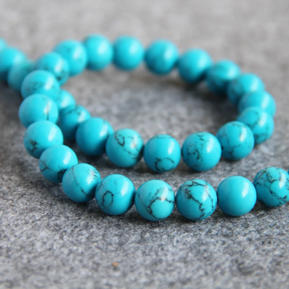 Аксессуары ремесла ожерелье браслет 10 мм синий индюк Howlite бусины из халцедона