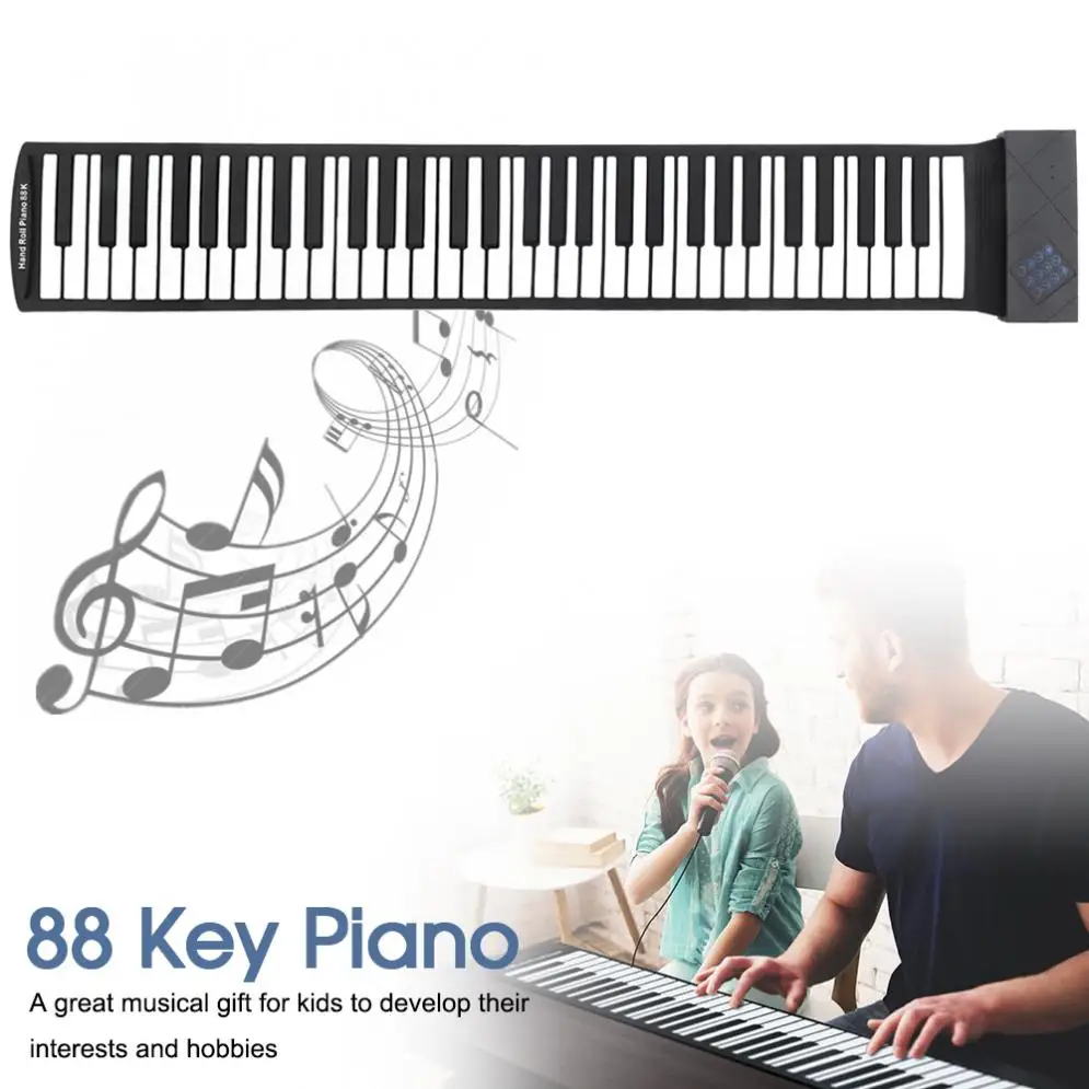 88 клавиш USB MIDI свернутый пианино электронный портативный силиконовый гибкий