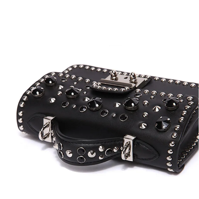 

Diamond Rivet Chain Women Bag Cowhide Fashion Shoulder Messenger Bag Genuine Leather Female Tote Lady Crossbody bag Small Flap