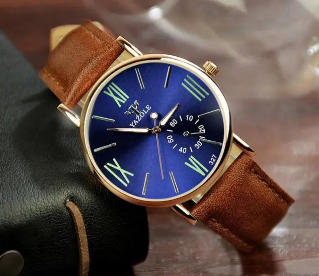 Новинка 2019 роскошные модные кожаные мужские кварцевые аналоговые часы