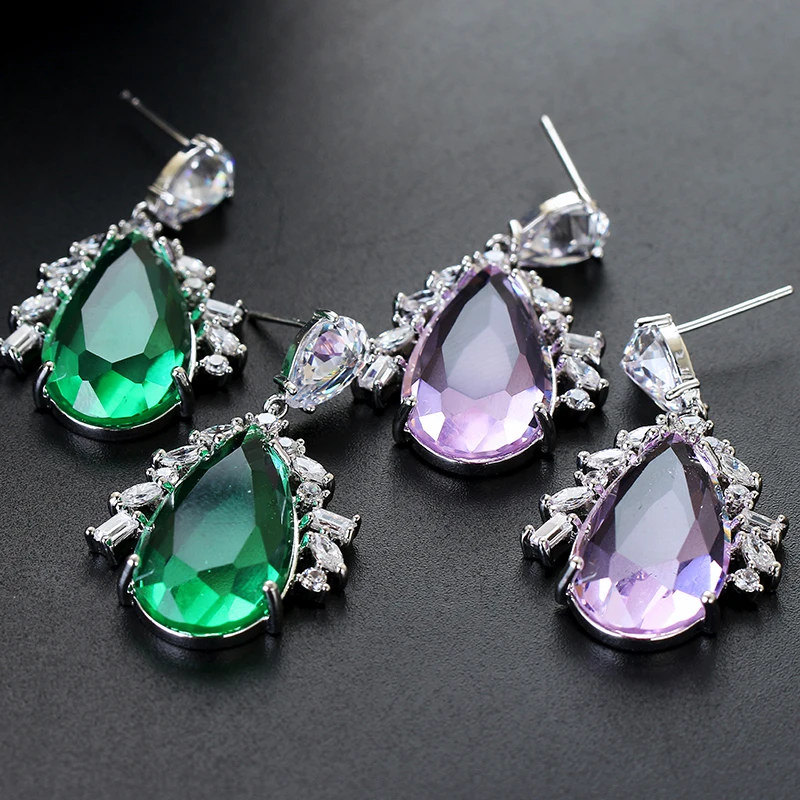 Большие капли воды Турмалин циркон серьги европейские роскошные женские