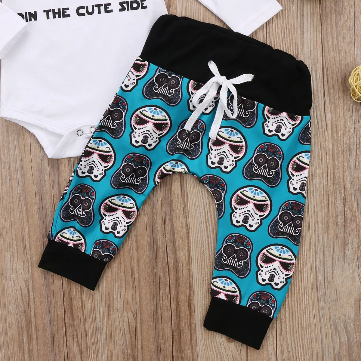 Toddler Baby Boys Girls 0-18M Fashion Clothes 3PCS Long Sleeve Cartoon Letter Print White Romper Tops+Long Pants+Hats | Детская одежда