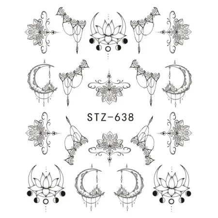 STZ638 Полная красота 1 шт Фэнтези для ногтей Водные Наклейки черные простые DIY модели маникюрные фольги украшения ногтей инструмент для ногтей CHSTZ610-658 - Цвет: STZ638
