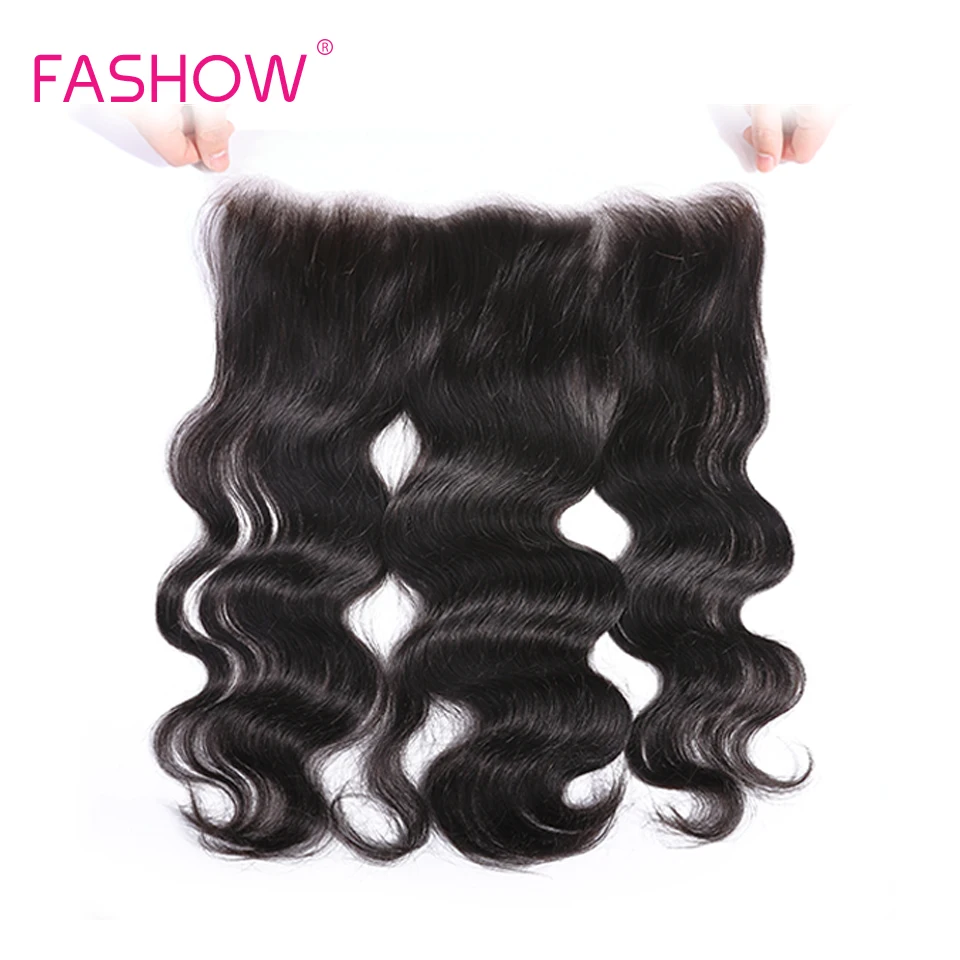 Fashow Malaysian Body Wave Human Hair 3 Bundles With Frontal Closure 100% Transparent HD 13X4 Ear to Lace | Шиньоны и парики