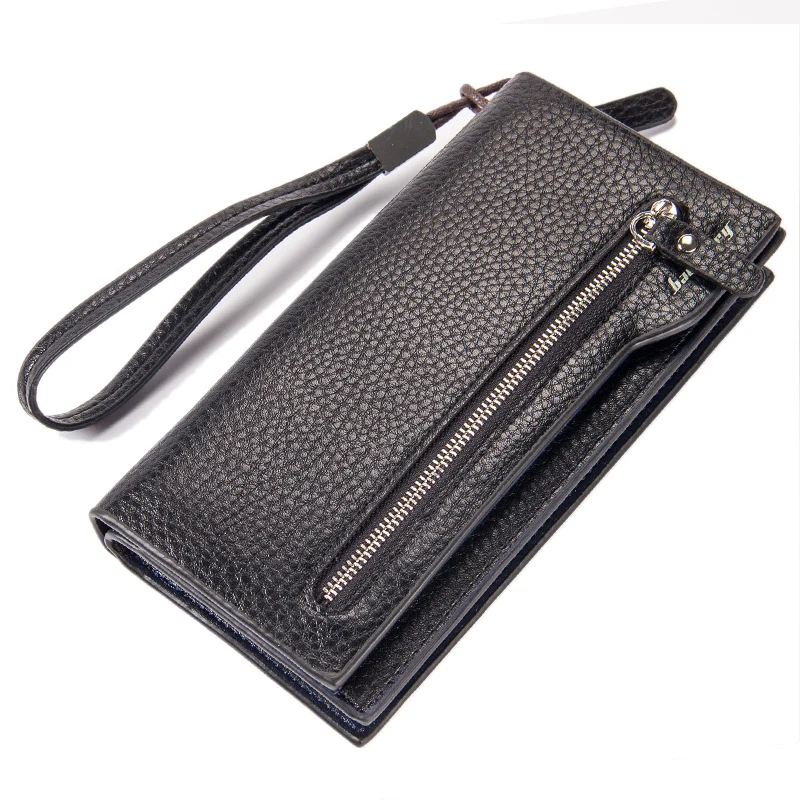 Мужские бумажники длинный Карманный Кошелек на молнии мужской клатч кожаный