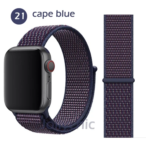 cape blue Дышащая повязка для apple Watch Series 4 3 2 полосы 44 мм 42 мм нейлон мягкая замена Спортивная петля для iwatch 4 3 2 1 40 мм 38 мм - Цвет ремешка: cape blue