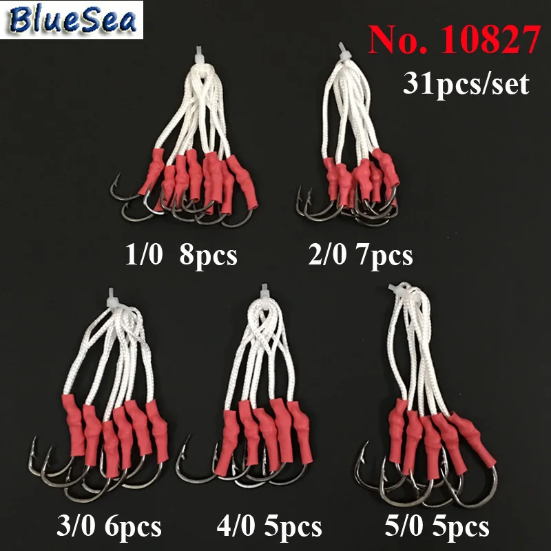 Рыболовные крючки BlueSea 31 шт./компл. 10827 1/0 2/0 3/0 4/0 5/0 из нержавеющей стали|fishing hook|jig