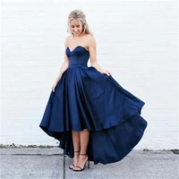 lovely high low navy blue prom dresses a line sweetheart party dress for teens graduation evening gowns customized