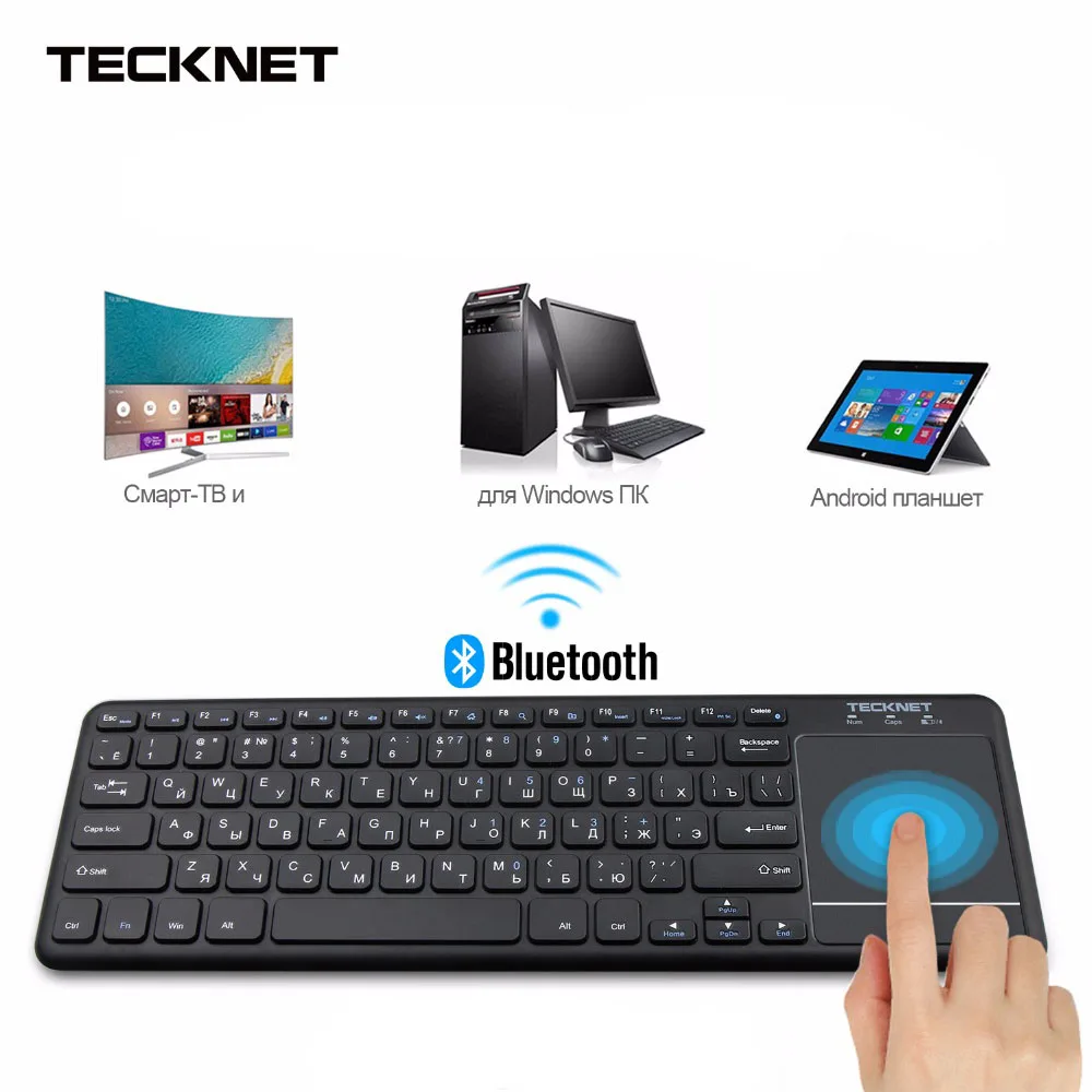 Мини Беспроводной Bluetooth Touch русская клавиатура с тачпадом для Windows PC Smart ТВ ОС Android
