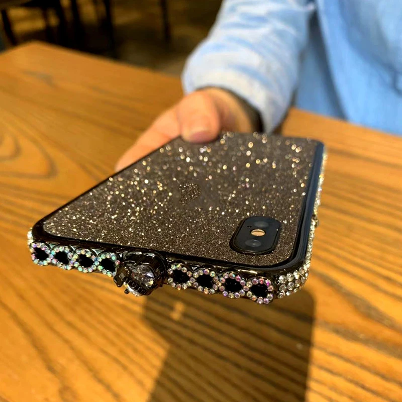 Чехол-бампер со стразами для iphone X XS Гибридный чехол 6 6s 8 7 plus Apple блестящий