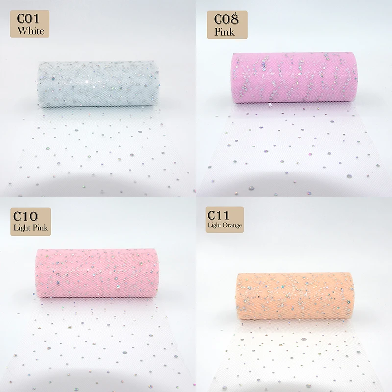 15cm*22m Glitter Sequin Tulle Roll Tutu Fabric Wedding Decoration Organza 25 Yards Birthday Party Supplies | Дом и сад