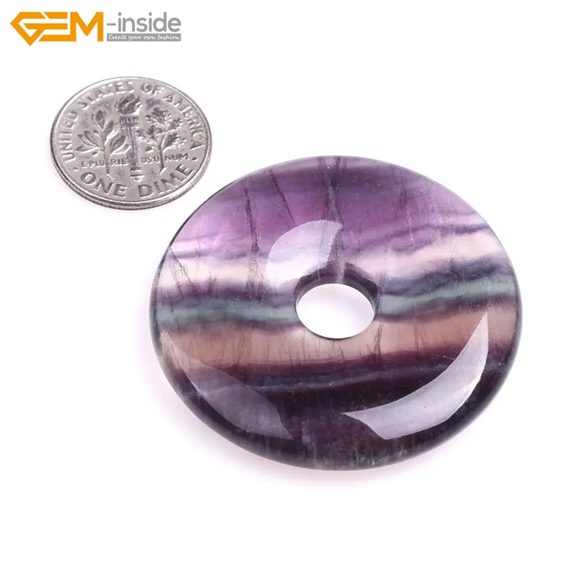 Один кусок натуральный Гладкий Многоцветный Радужный флюорит круг пончики