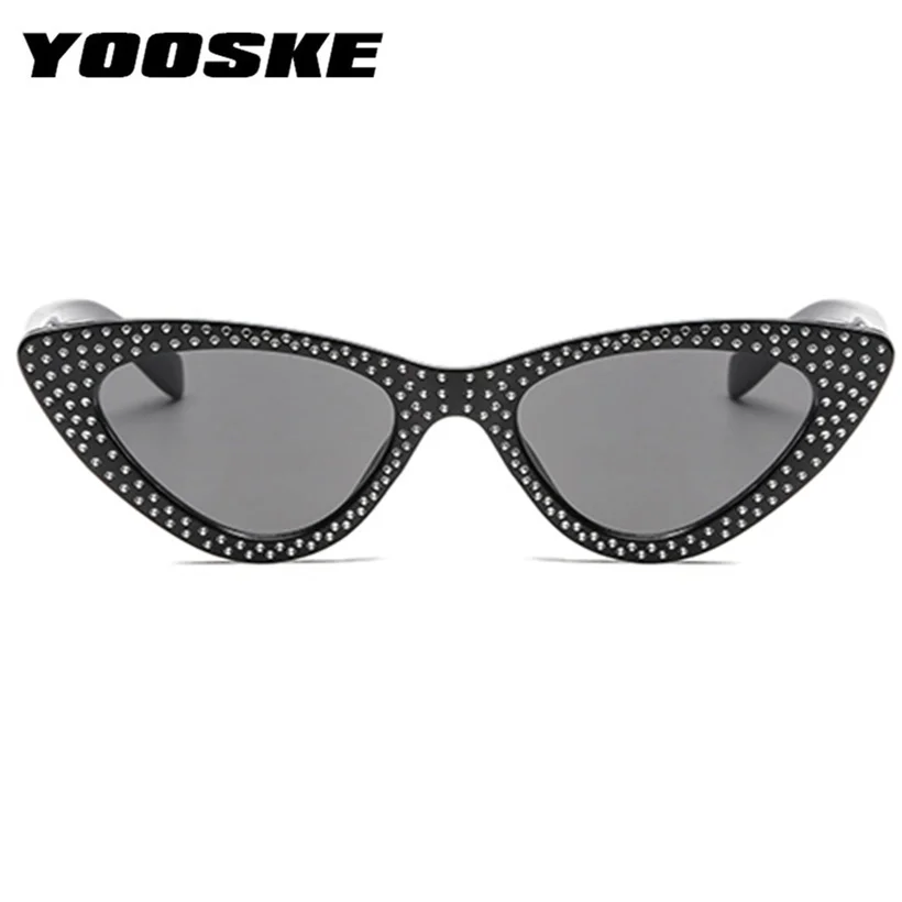 YOOSKE роскошные солнцезащитные очки кошачий глаз Для женщин Стразы маленькая