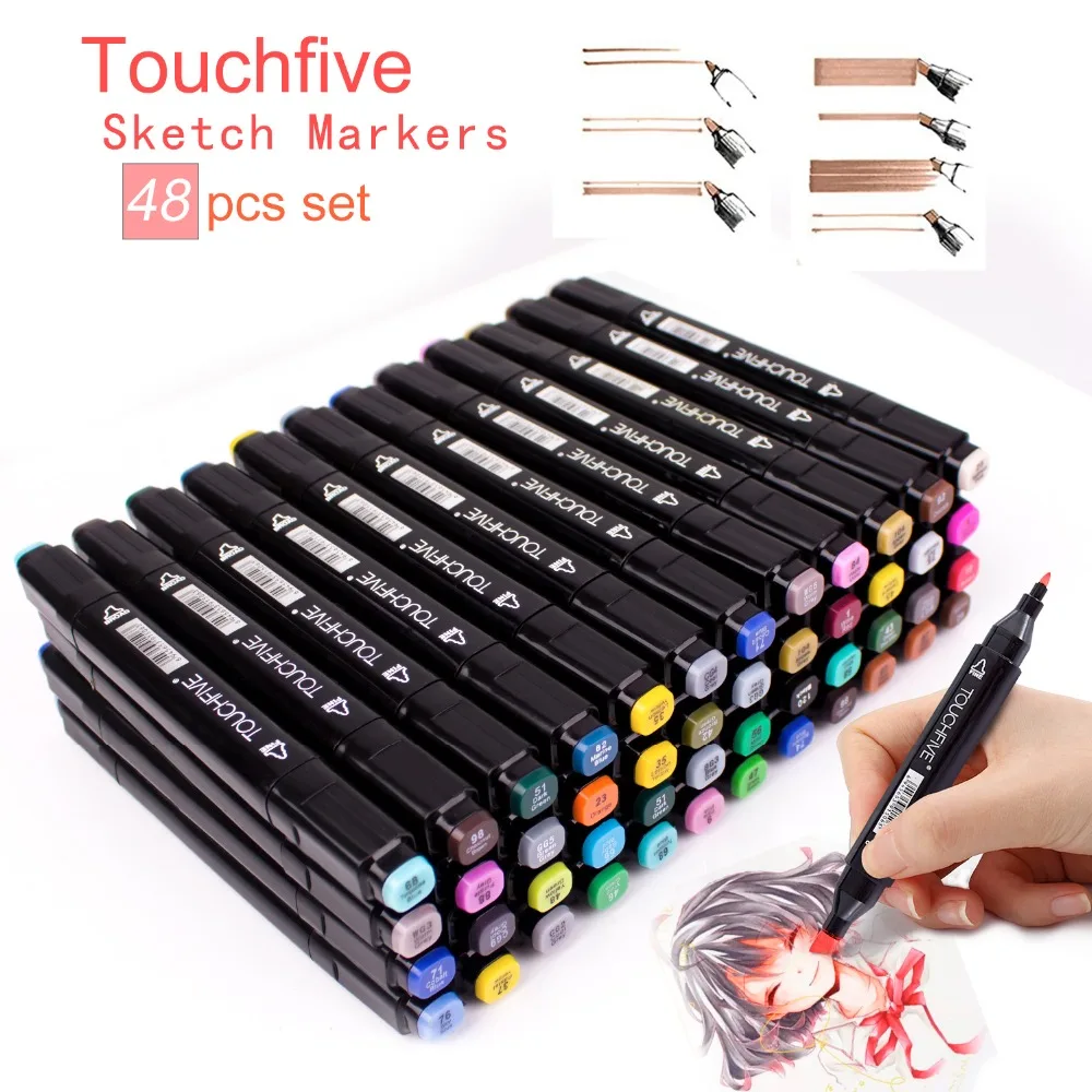 

TOUCHFIVE 30 36 48 Colors Dual Handle Sketch Marker Pen Alcoholic Oily Based Markers For Manga Anime Comic Design Drawing Pen