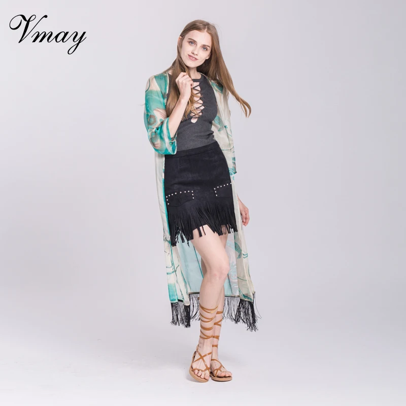 Vmay Для женщин чешского долго пляжная рубашка новое поступление v-образным