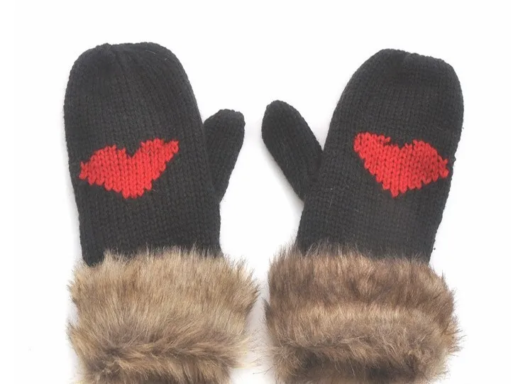 Новые зимние толстые теплые милые перчатки в виде сердца | Аксессуары для одежды