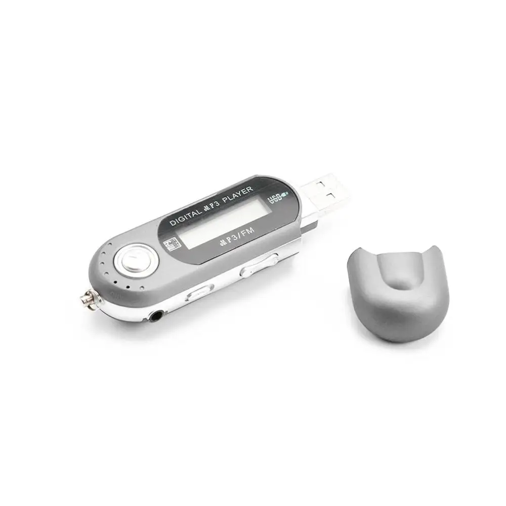 Серебристый Цифровой мини USB MP3 музыкальный плеер FM радио Функция с TF слот для карт ЖК-экран портативный USB флэш-накопитель с наушниками - Цвет: Серебристый