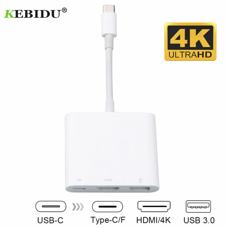Концентратор Kebidu 3-в-1 USB Type-C Usb 3 0 гнездовой адаптер хаб-адаптер с зарядным